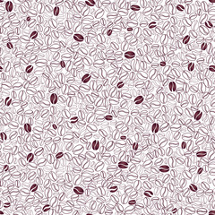 Coffee seamless background. Decorative pattern with beans