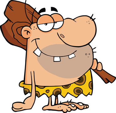recommend clip art: Smiling Caveman Cartoon Character With Club