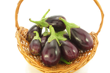 eggplant in wicker basket