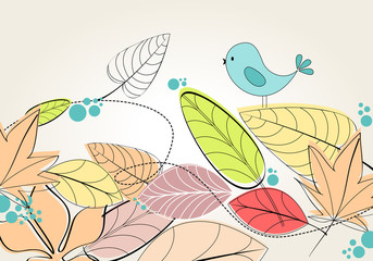 Cute autumn bird illustration