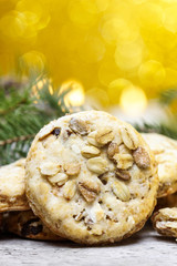 Pumpkin cookies in christmas setting