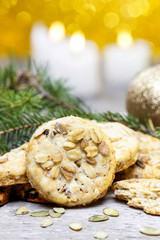 Pumpkin cookies in christmas setting