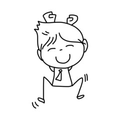 Obraz premium hand drawing cartoon character business person