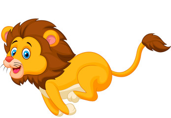 Obraz premium Cute lion cartoon running