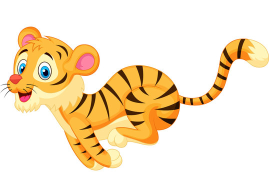 Cute tiger cartoon running