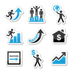 Success in business, self development icons set