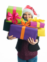 Weihnachtsmädchen mit Geschenken