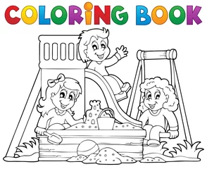 Crédence de cuisine en verre imprimé Pour enfants Coloring book playground theme 1
