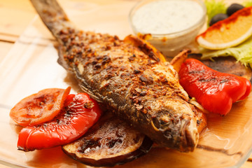 grilled fish with vegetables
