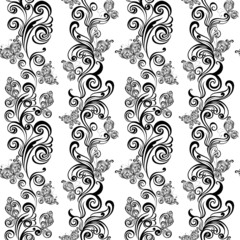 Seamless floral pattern with butterfly. Vintage background