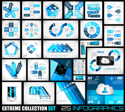 Extreme Collection of 25 quality Infographics background.