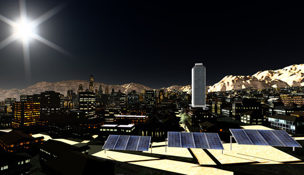 Solar panels in the city