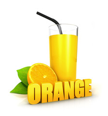 3d orange juice concept