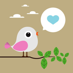 Bird love card for Valentine day