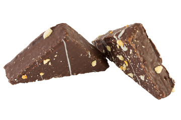 Isolated two chocolate cakes with nuts on white background