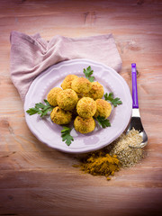 vegetarian meatballs with oat ricotta and curry