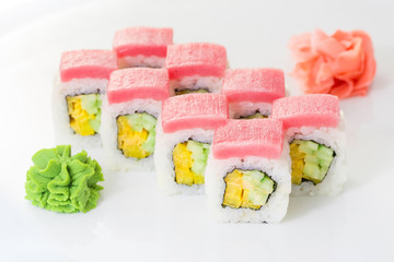 Japanese cuisine - sushi and rolls