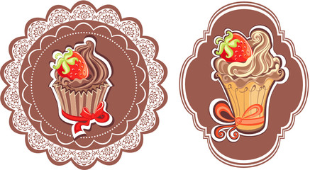 Retro cupcakes labels