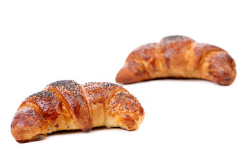 Appetizing croissant with poppy.