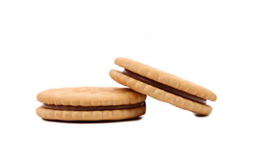 Closeup cookie biscuits with filling.