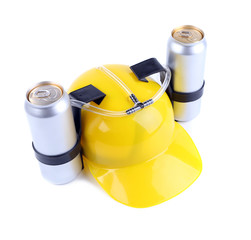 Hand free helmet for drink yellow color