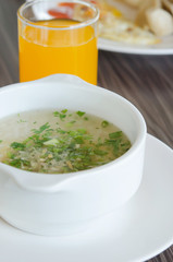 rice soup and juice