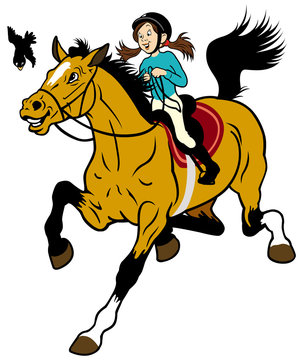 cartoon girl with horse