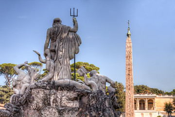 Neptune statue at Piazza del Popolo, Rome, Italy