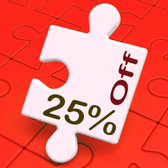 Twenty Five Percent Off Puzzle Means Reduction Or Sale 25%