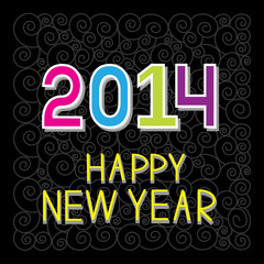 Happy New year 2014. Colorful card with abstract design.
