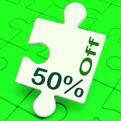 Fifty Percent Off Puzzle Means Discount Or Sale 50%