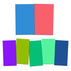 Fototapeta premium Two And Five Blank Paper Slips Show Copyspace For 2 Or 5 Letter