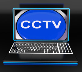 CCTV Laptop Monitor Shows Security Protection Or Monitoring Onli