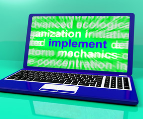 Implement Laptop Shows Implementing Or Executing A Plan