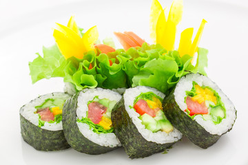 Japanese cuisine - sushi and rolls