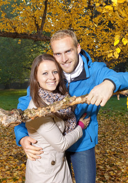 happy young couple embracing