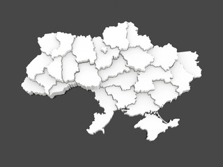 Three-dimensional map of Ukraine.