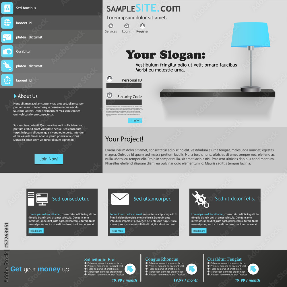 Poster flat design website template