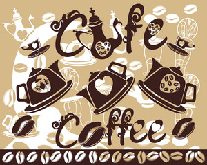 Coffee background with coffeepots