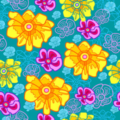 Floral seamless pattern with yellow flowers