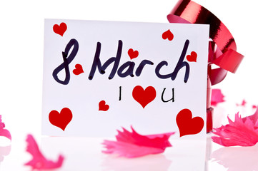 March 8 Card and red ribbon