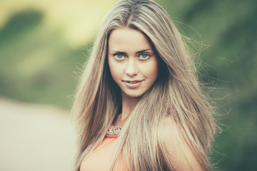 Naklejka premium beautiful blond girl sensual portrait