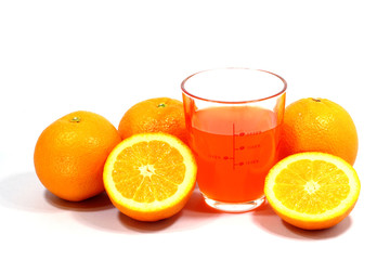 Natural  orange  juice  in  glass  on white  background