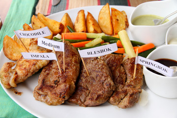 Plate of African game meats