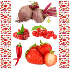 Collection of fruits and vegetables  isolated on white