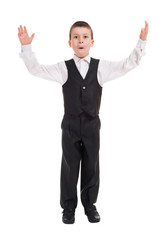 boy in suit on white