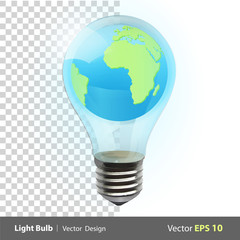 Eco light bulb with world inside.