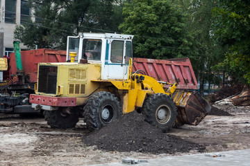 Yellow Front End Loader Construction Site