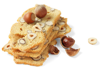 Biscotti with  nuts, isolated on white