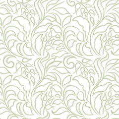 Leaves texture. Floral line background. Vector illustration.